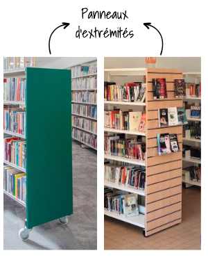Panneaux d'extrémités pour rayonnage en bibliothèque ou médiathèque